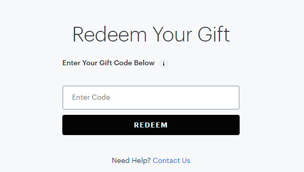 Filling Gift Code on Hulu's Redeem Your Gift Page.