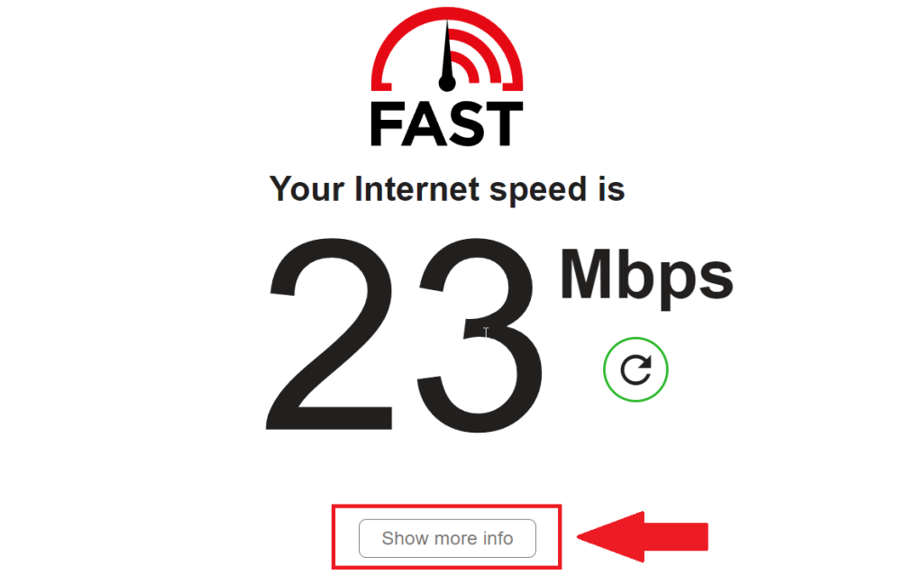 Initial Speed Test as Run by Fast.com
