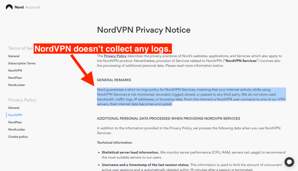 NordVPN Privacy Policy