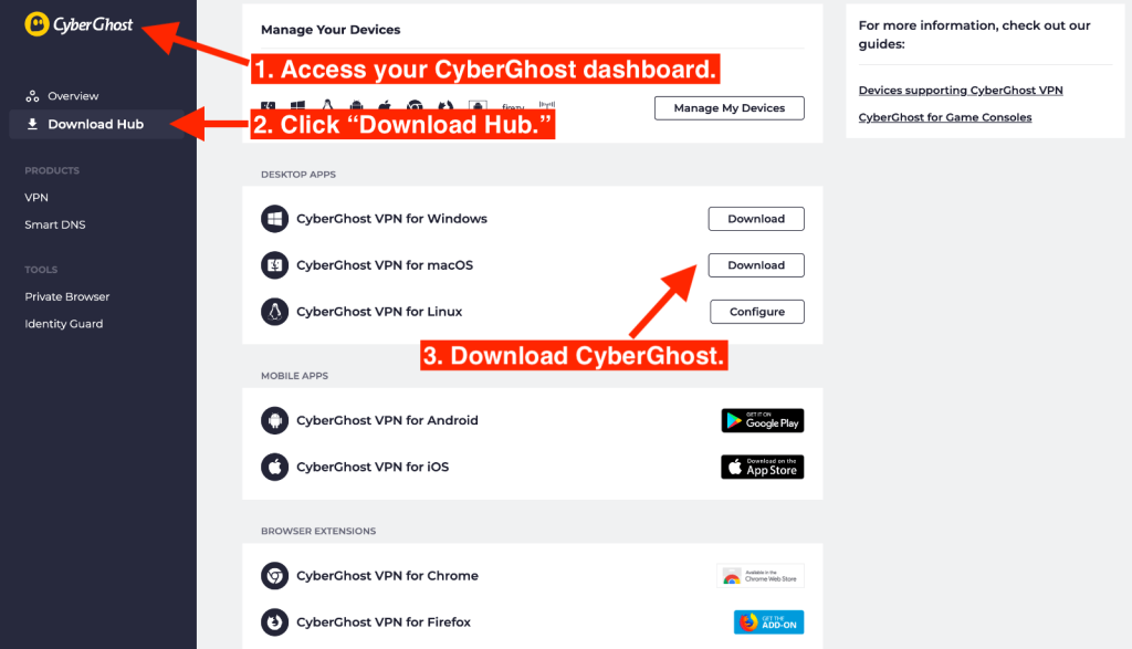 Steps to Download CyberGhost VPN