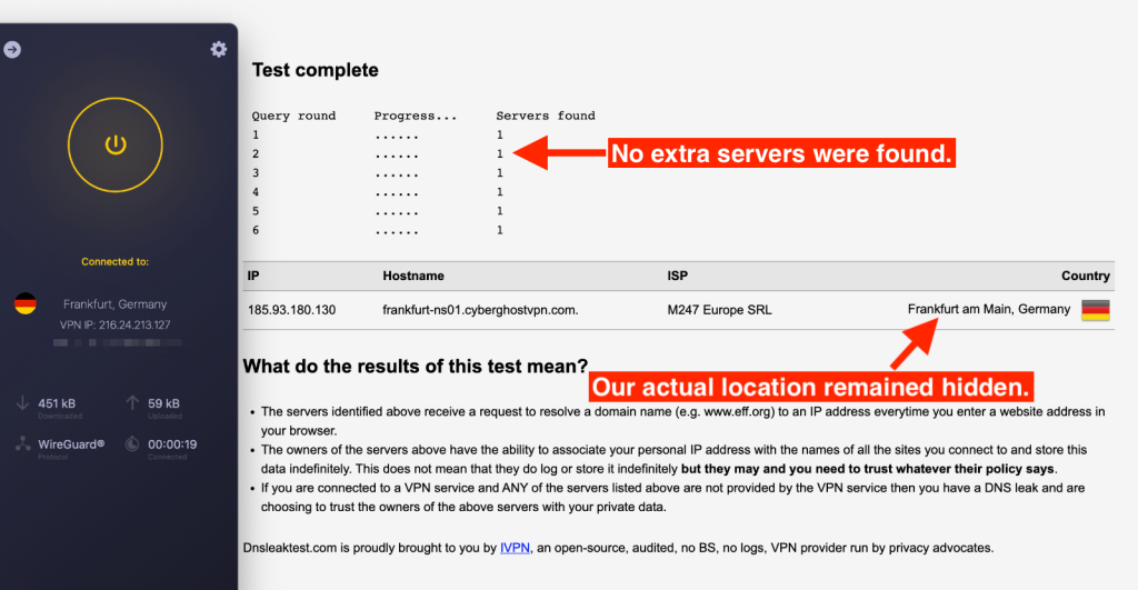 Testing CyberGhost VPN for DNS Leaks