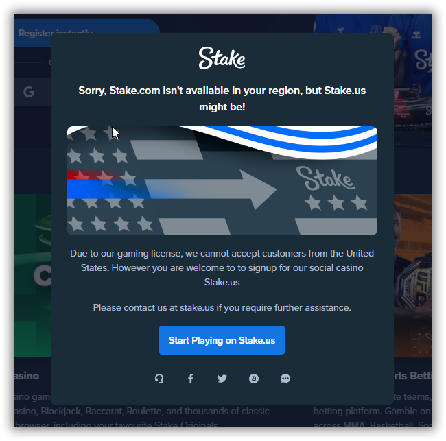Stake is blocked in the US
