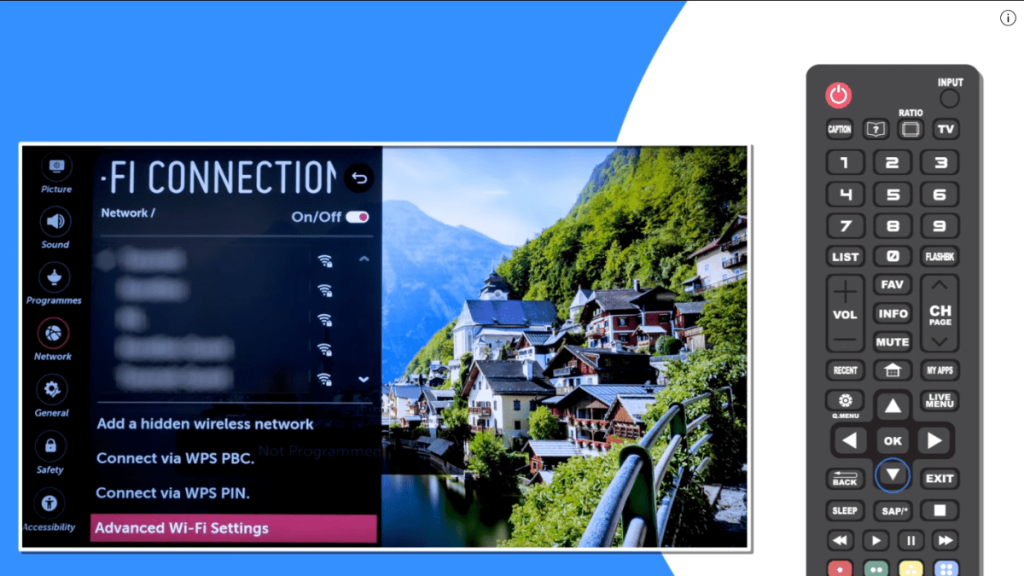 Advanced Wi-Fi Settings Panel LG TV
