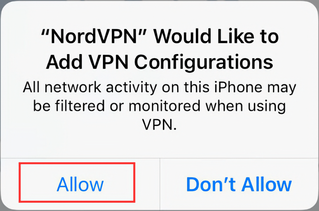 Allowing NordVPN to Add VPN Configurations