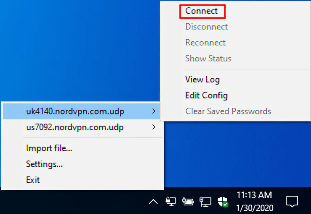 Connecting to OpenVPN GUI on Windows