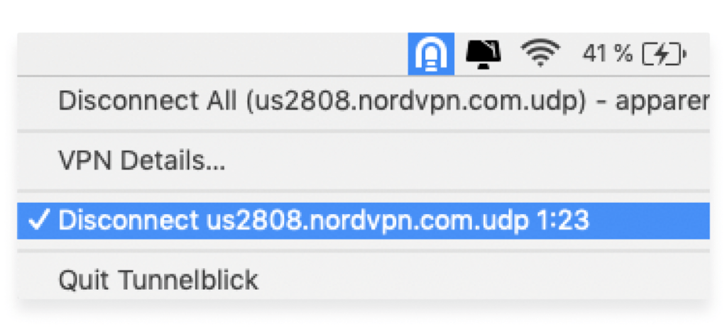 Disconnecting from NordVPN on Mac from Tunnelblick