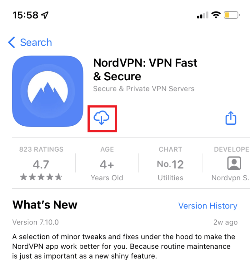 Downloading NordVPN on iPhone