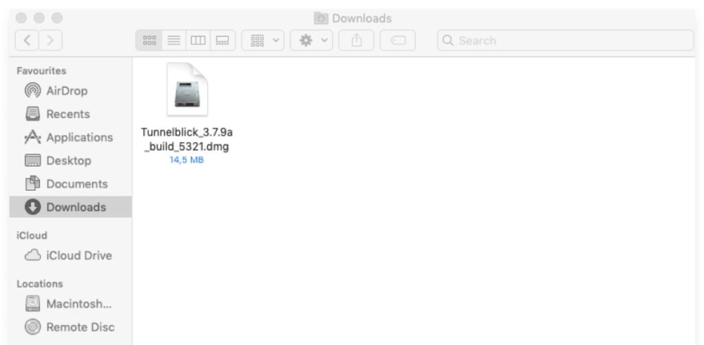 Downloading Tunnelblick on Mac
