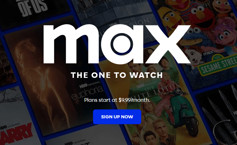 Max Landing Page with a Sign Up Now Call-To-Action button