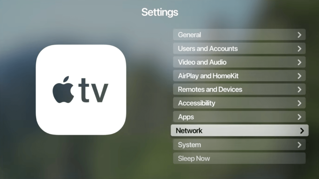 Network Settings on Apple TV