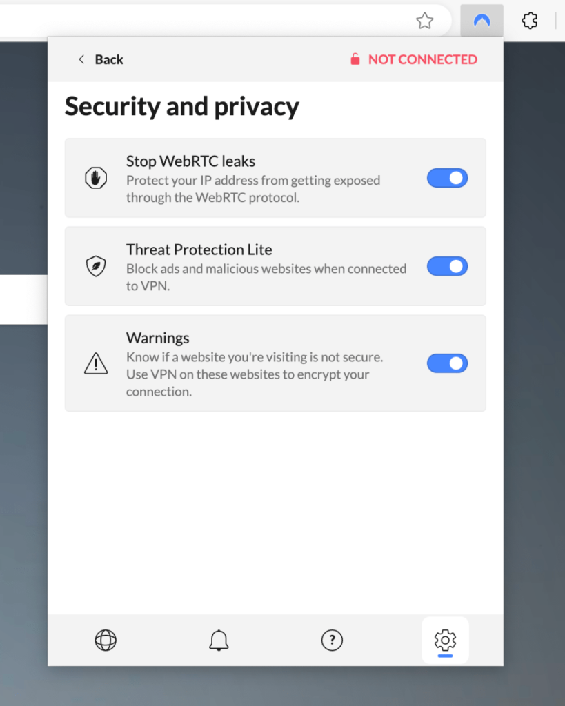 NordVPN Additional Settings Chrome Extension