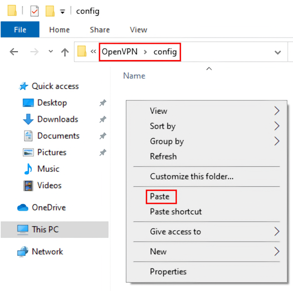 Pasting OpenVPN Configuration Files on Windows