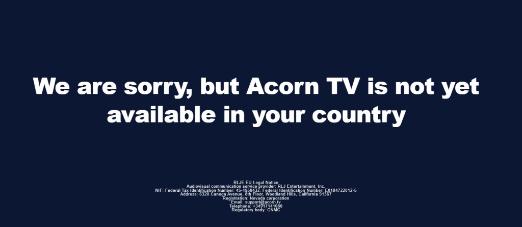 Acorn TV georestriction error message