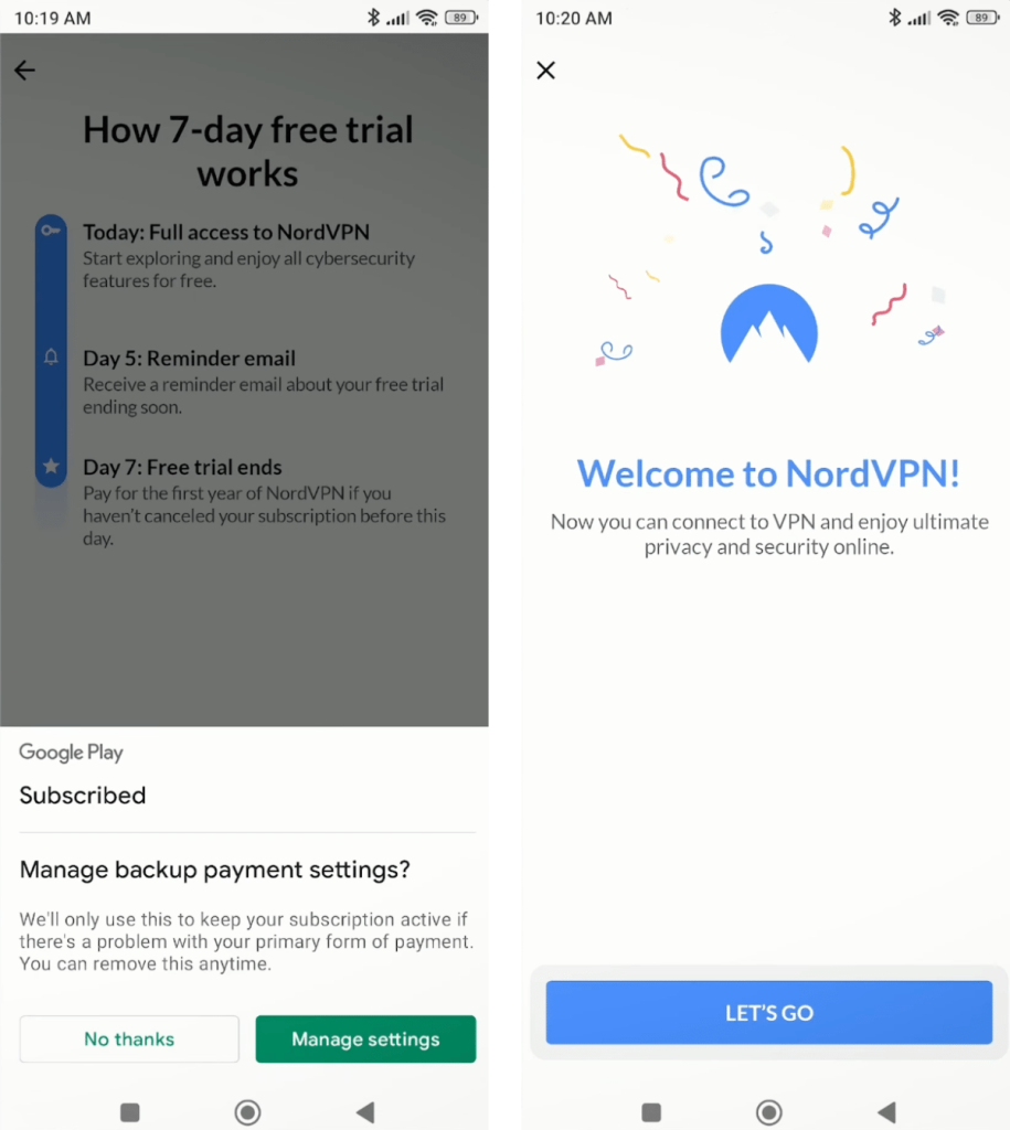 Activating NordVPN on Android
