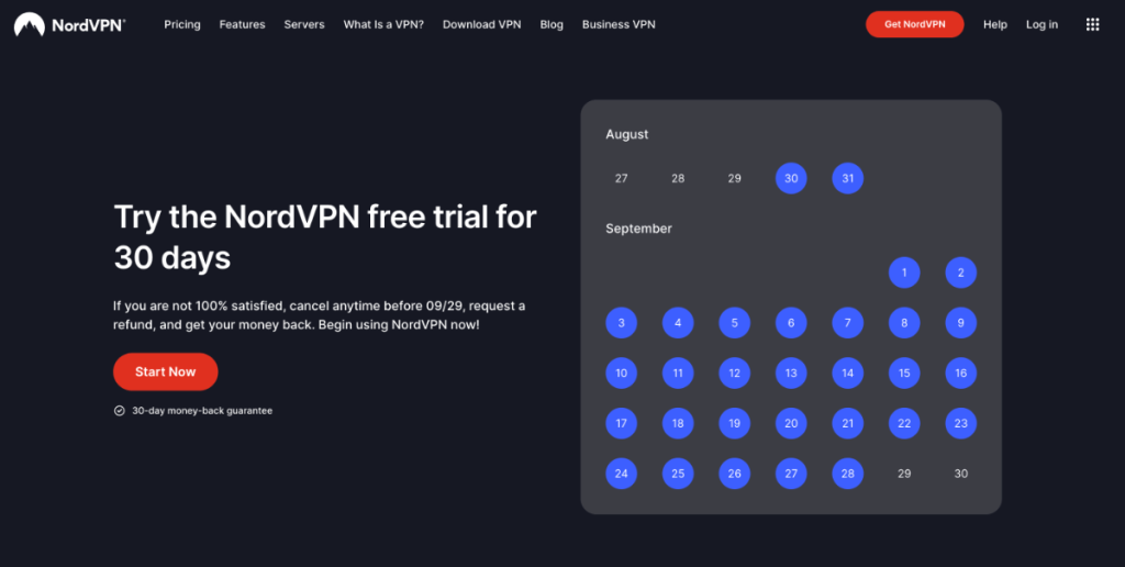 NordVPN Free Trial Landing Page
