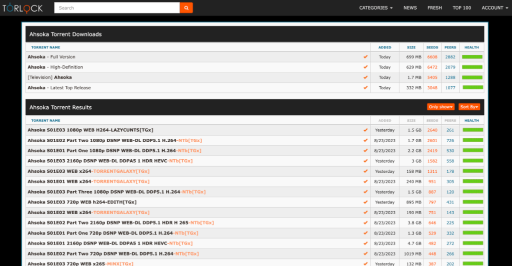 Página de inicio del sitio web de Torlock