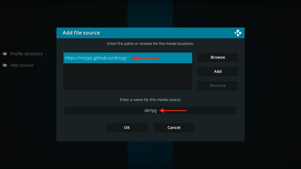 Adding DirtyG Repository to Kodi