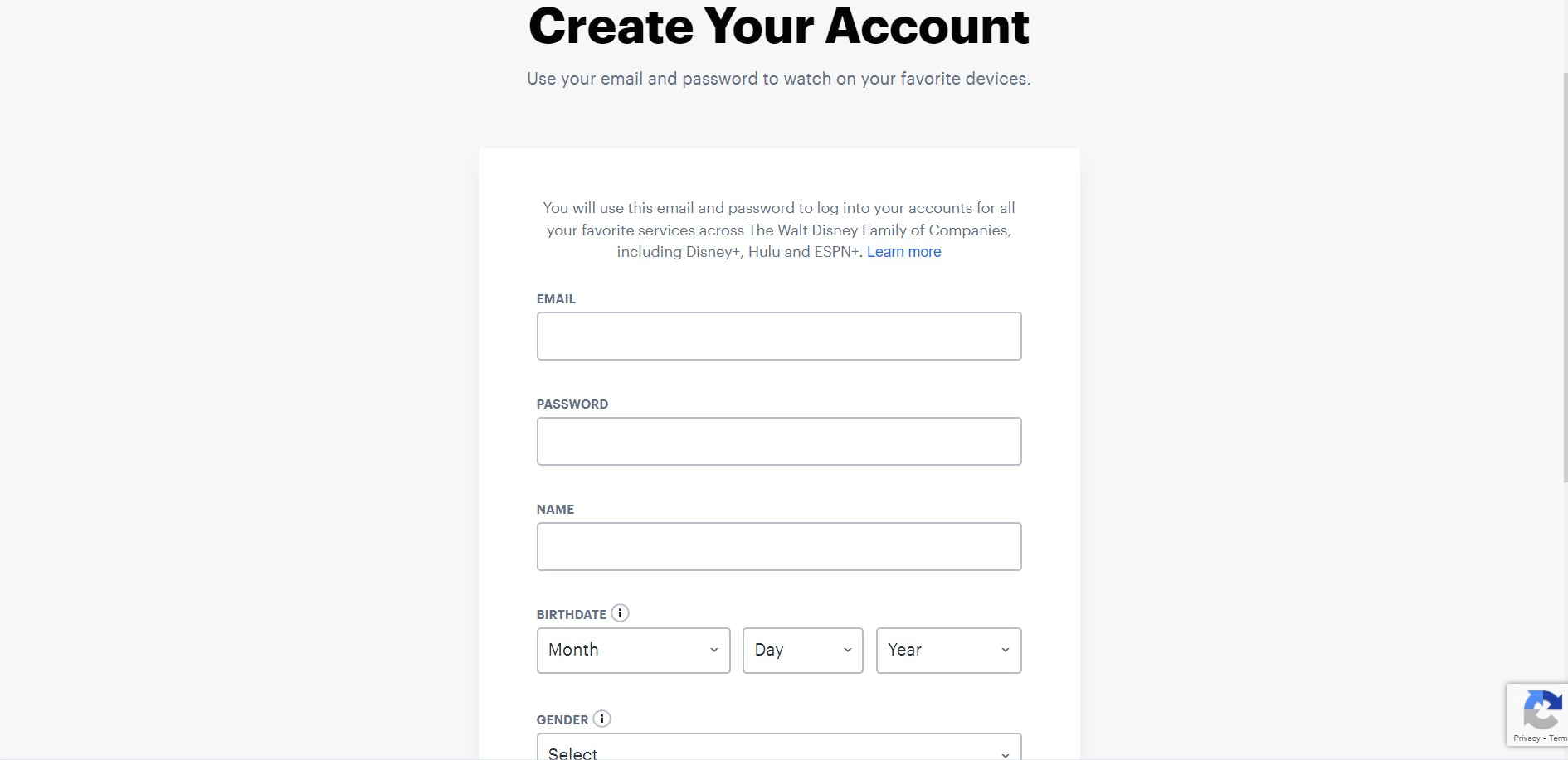 Creating a Hulu account