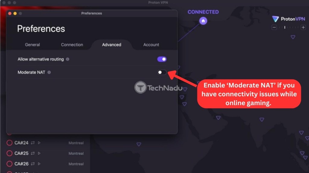 How to enable Moderate NAT on the macOS Proton VPN app