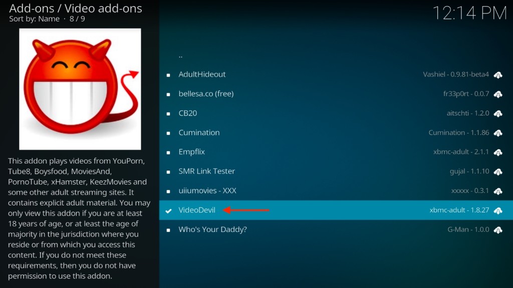 Installing VideoDevil from DirtyG on Kodi