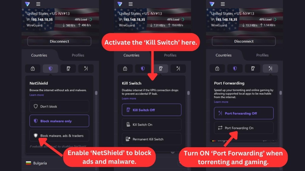 How to Enable Proton VPN's NetShield, Kill Switch, and Port Forwarding features