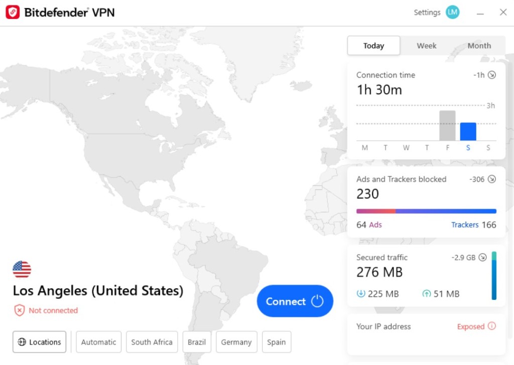 Bitdefender VPN interface on desktop