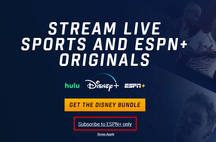 Navigating The ESPN+ Landing Page with a Subscribe to ESPN+ only
