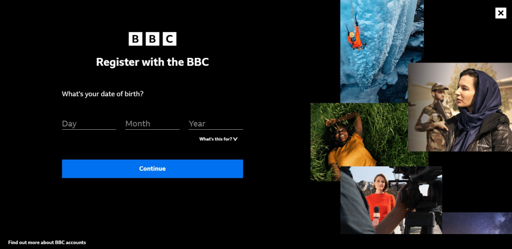 bbc iplayer date of birth screen