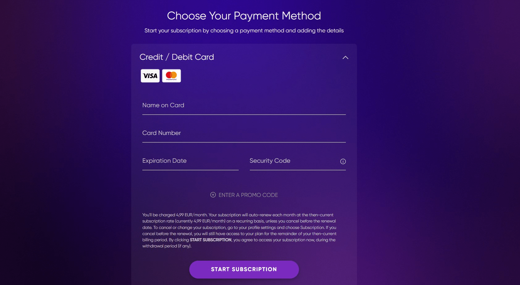 choose your payment method hbo max screen