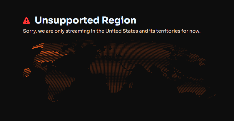 Crackle Geo-Block Error Message For Unsupported Regions.