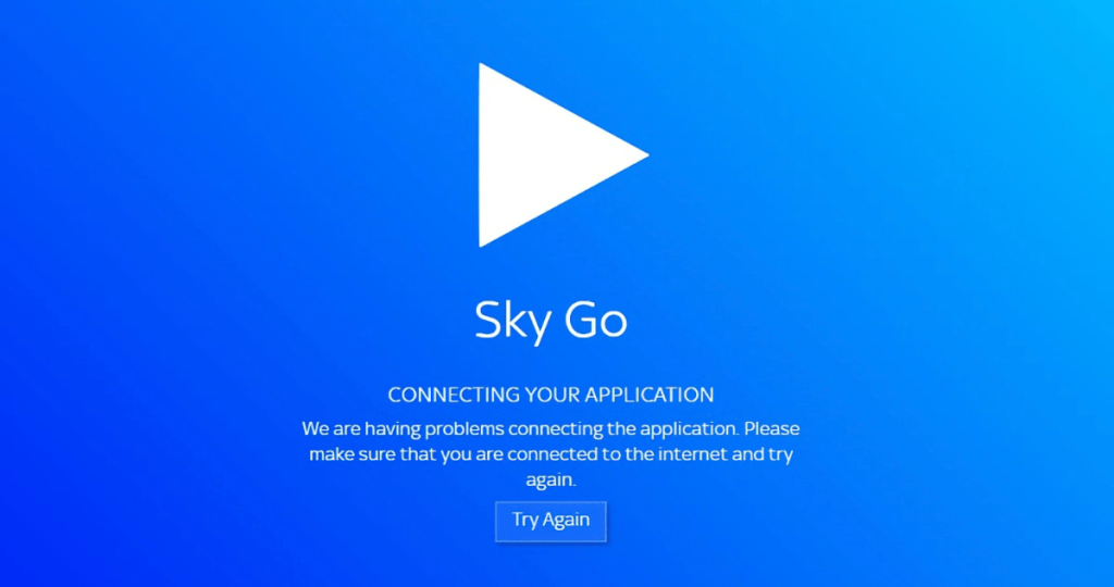 Error message Sky Go application