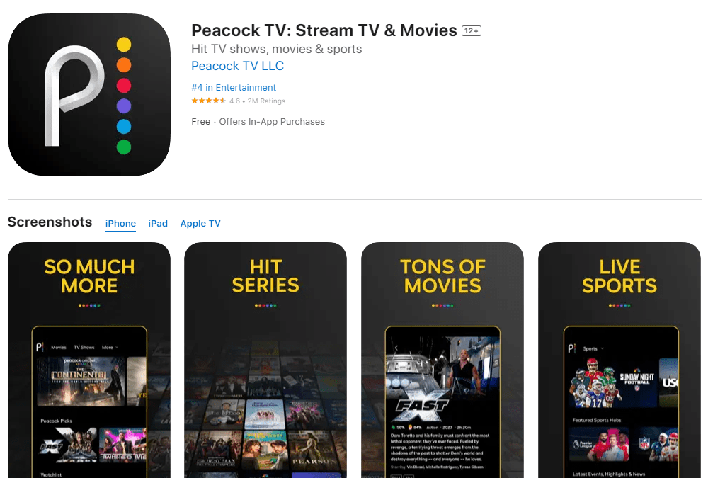 Getting the Peacock TV App from the App Store