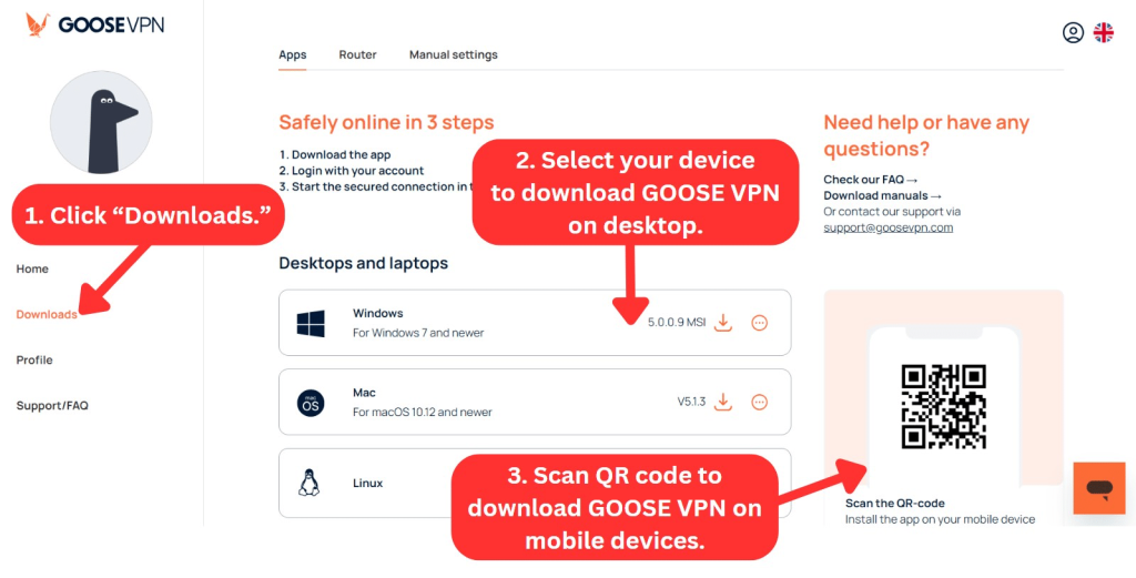How to download GOOSE VPN