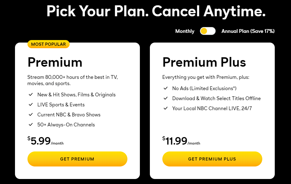 Selecting Your Preferred Peacock TV Subscription Plan