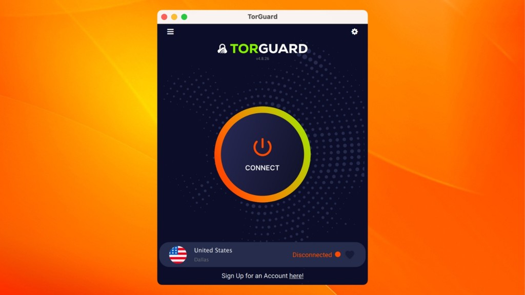 TorGuard VPN home screen