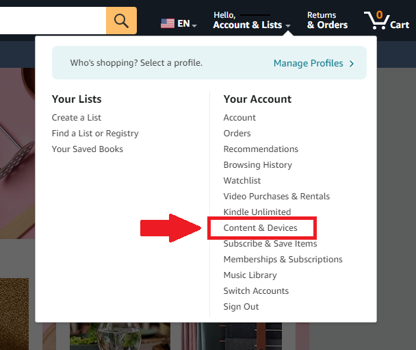 Accessing Content and Devices on Your Amazon Prime Account to Change Your Location.