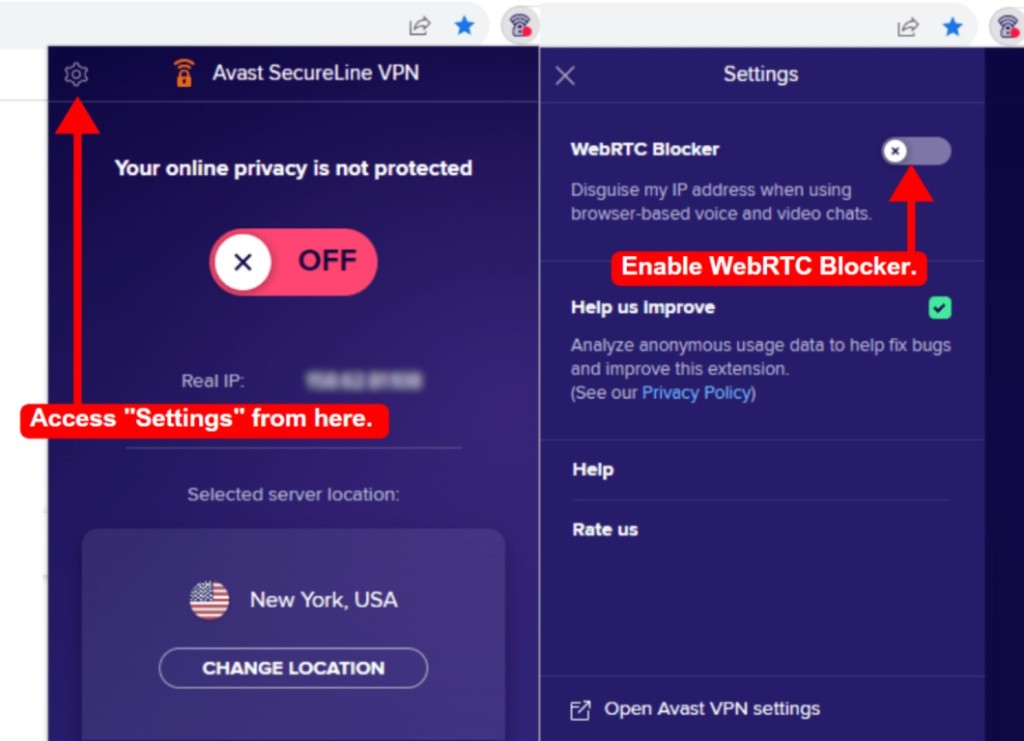 Avast SecureLine VPN Chrome browser extension