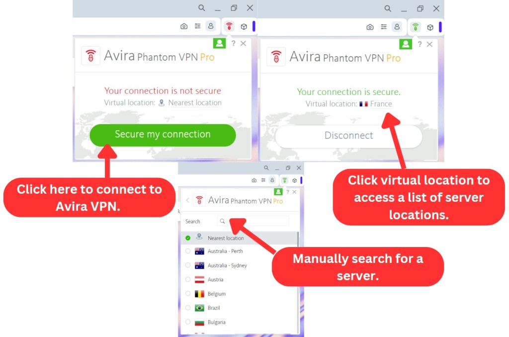 Avira VPN Opera browser extension