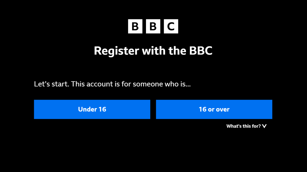 BBC iPlayer account age selection