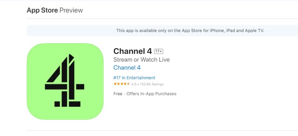 Channel 4 in the App Store