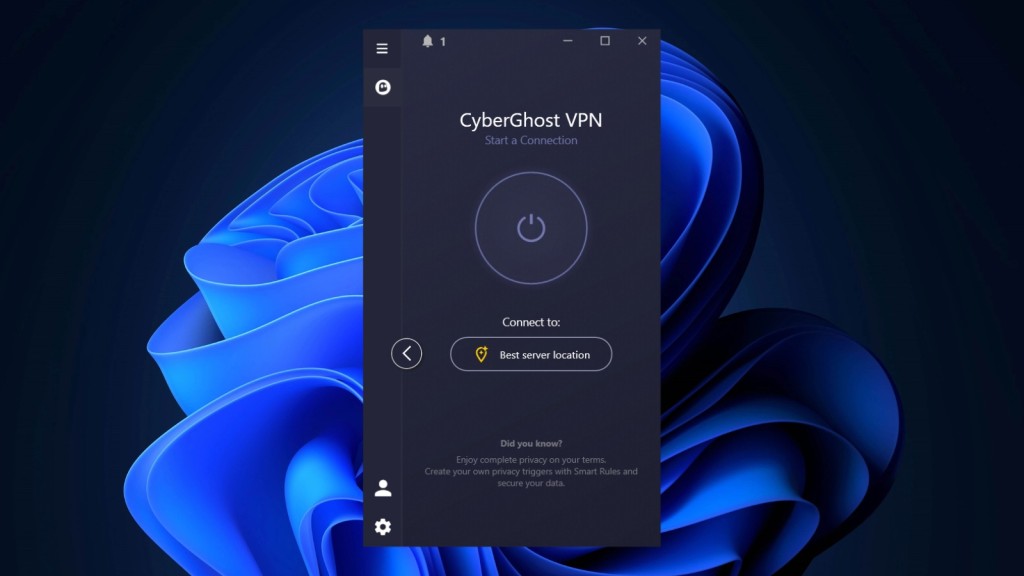 CyberGhost VPN home screen on Windows