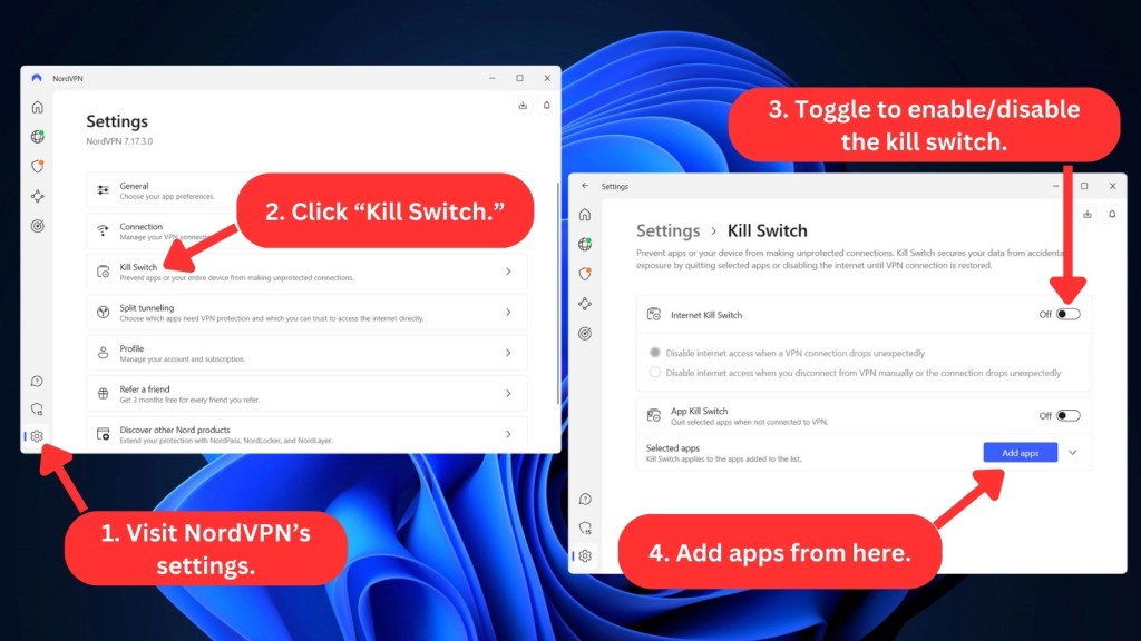 How to enable NordVPN Kill Switch feature