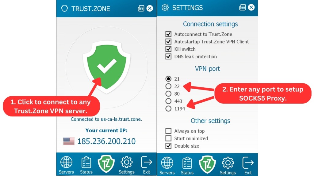 How to enable Trust.Zone SOCKS5 proxy
