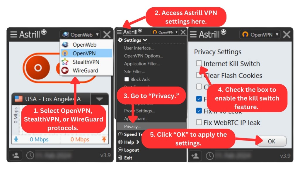 How to enable the kill switch feature on Astrill VPN