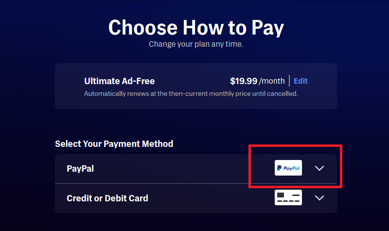Max PayPal payment option