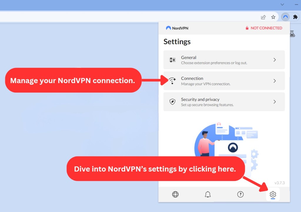 NordVPN Chrome extension settings