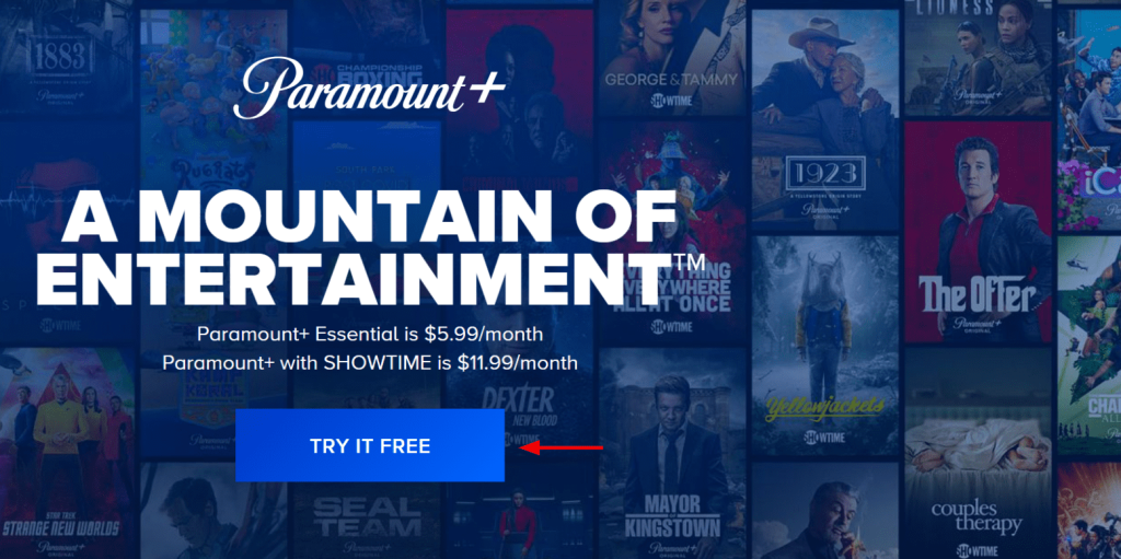 Paramount+ Landing Page