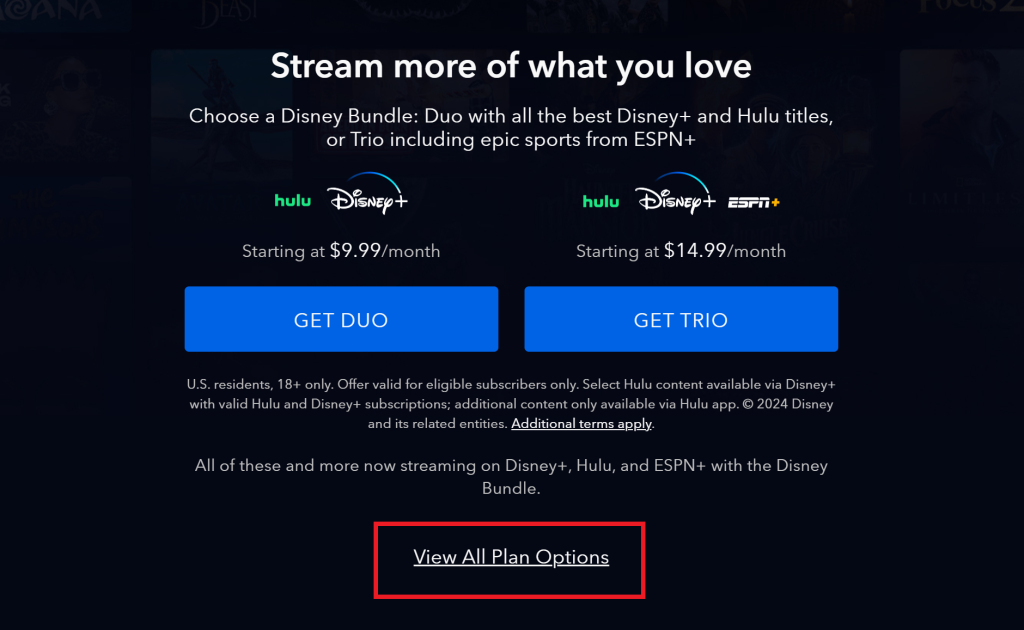 Disney Plus home page