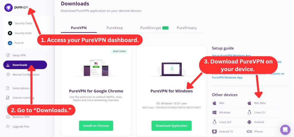 How to download PureVPN from its website