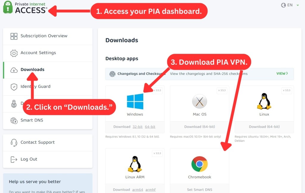 How to download and install PIA VPN from its website